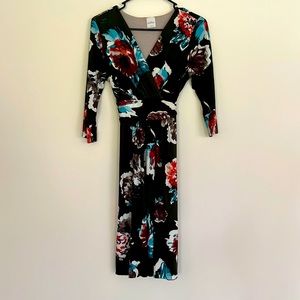 Green Floral Long Sleeve Dress